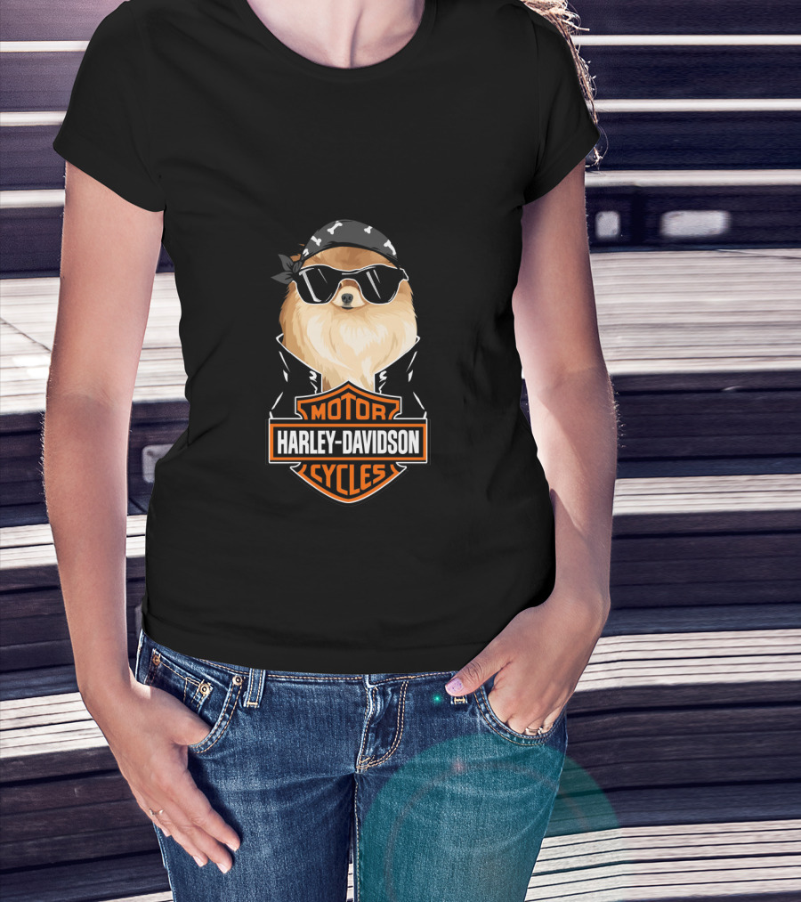 Harley Davidson German Spitz Motorcycles Biker T-Shirt