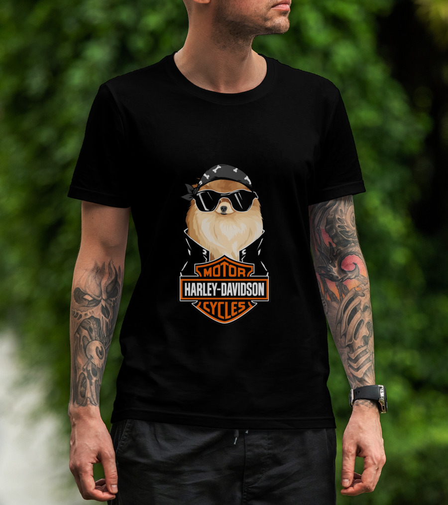 Harley Davidson German Spitz Motorcycles Biker T-Shirt