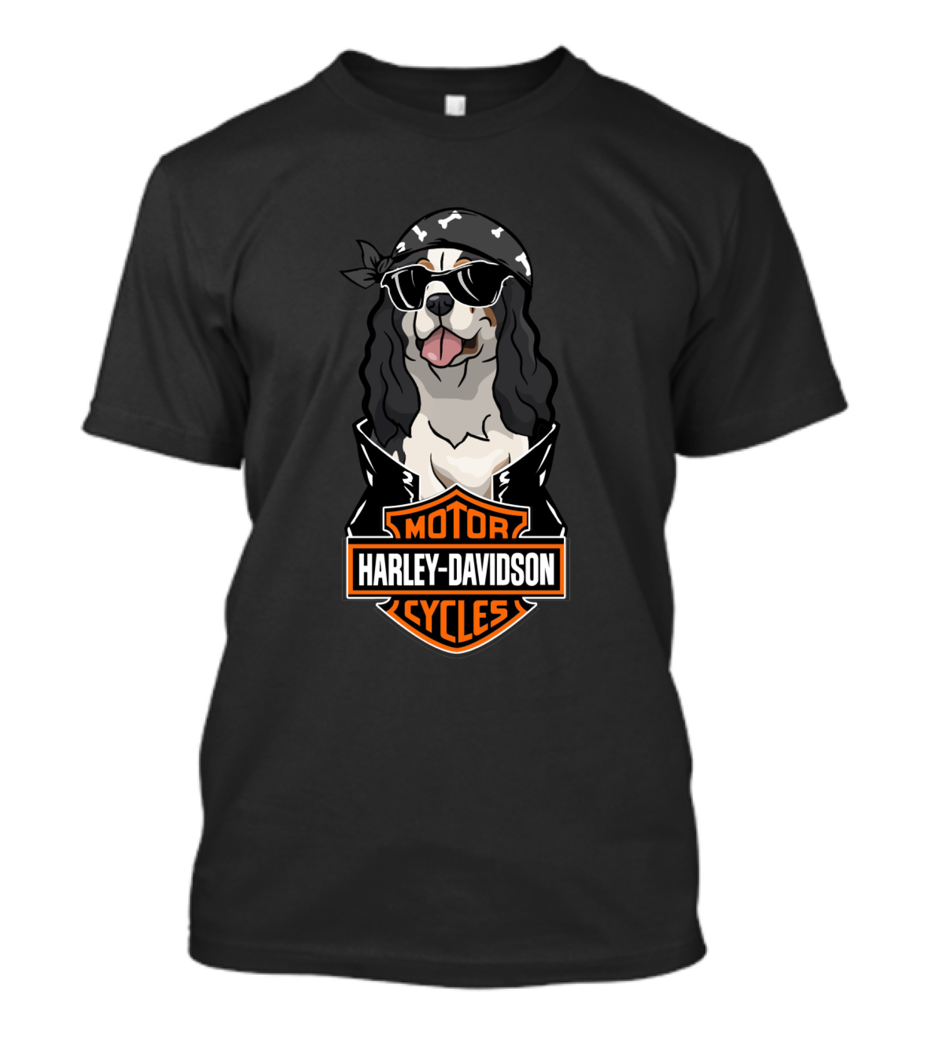 Harley Davidson King Charles Spaniel Biker Motocycles T-Shirt