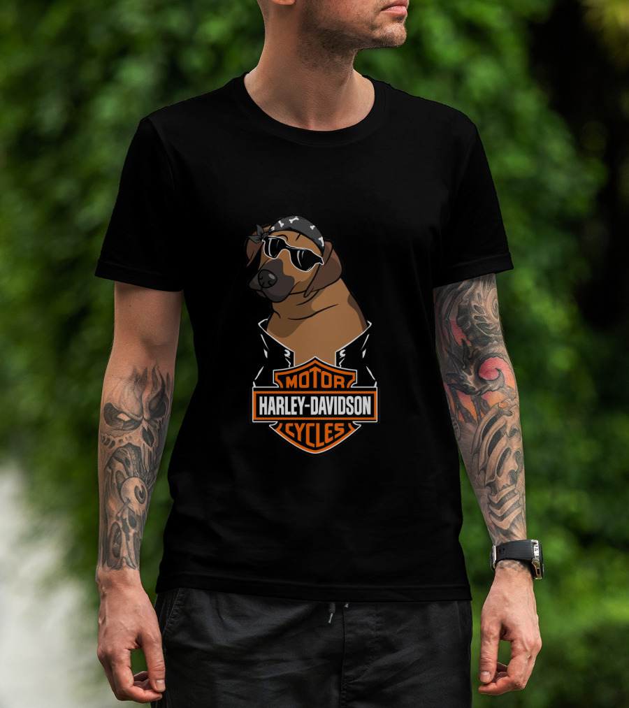 Harley Davidson Motor Cycles Rhodesian Ridgeback Biker T-Shirt