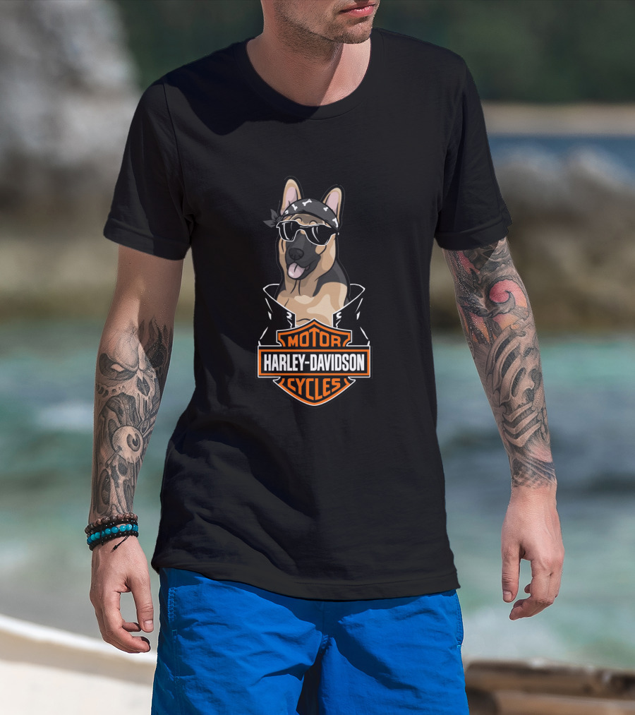 Harley Davidson German Shepherds Biker T-Shirt