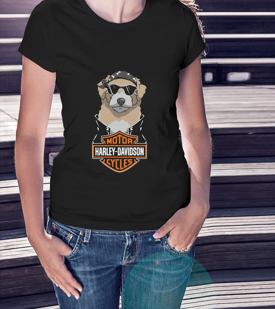 Maltipoo Biker Harley Davidson Motor Cycles Iconic Style T-Shirt