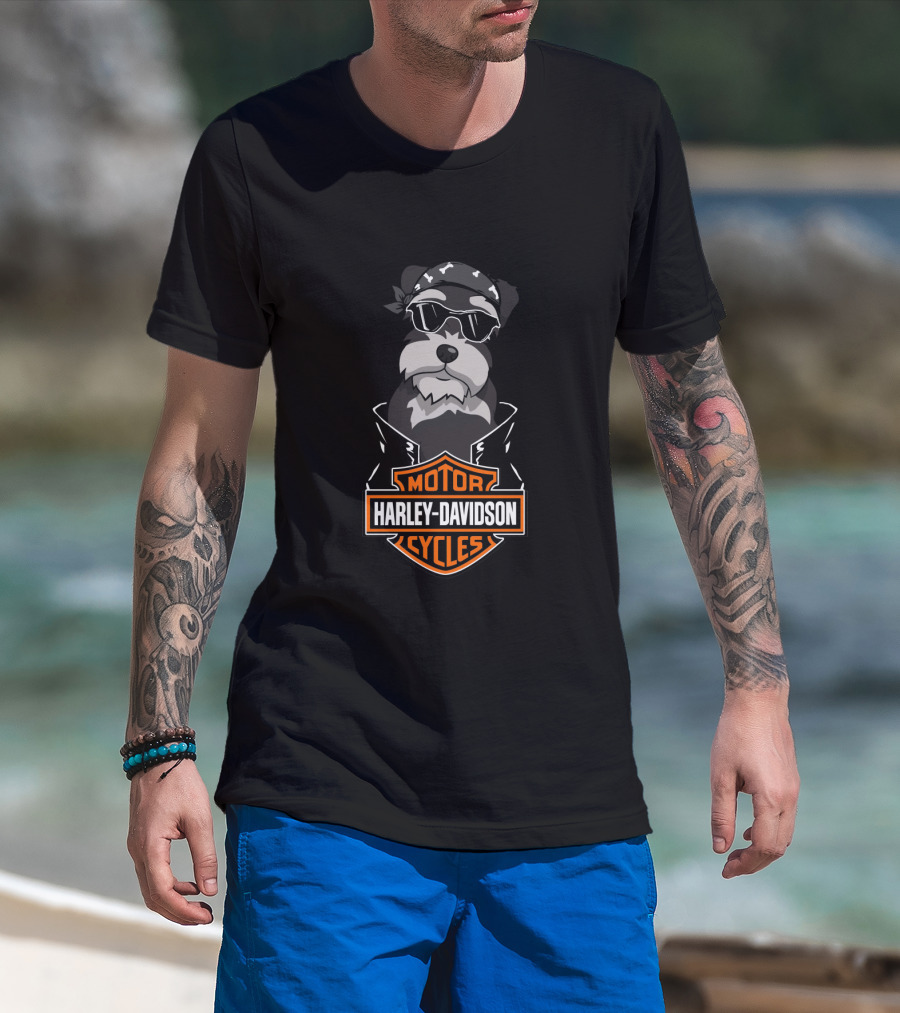 Harley Davidson Schnauzer Biker Cycles T-Shirt
