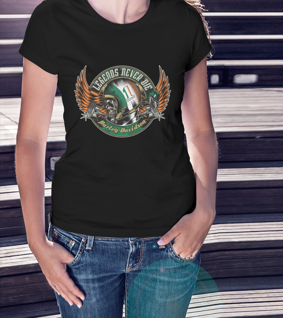 Legends Never Die Ireland Flag Harley Davidson Skull T-Shirt