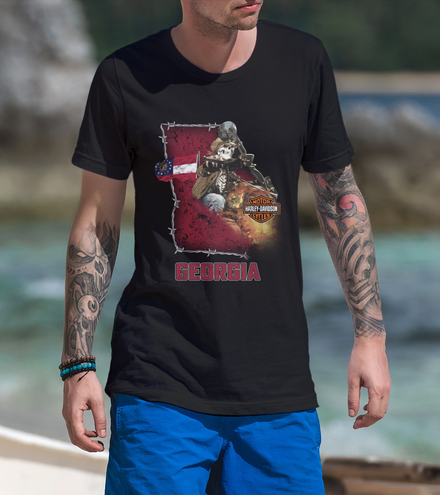 Georgia Harley Davidson Cycles Skeleton Rider T-Shirt