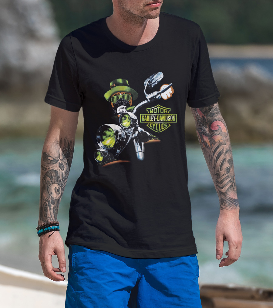Boxer 18Hd Harley Davidson Motorcycles St. Patrick's Day Dog Rider T-Shirt
