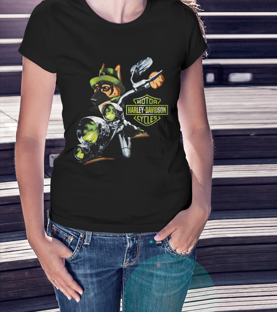 Harley Davidson Motor Cycles German Shepherd 18Hd T-Shirt