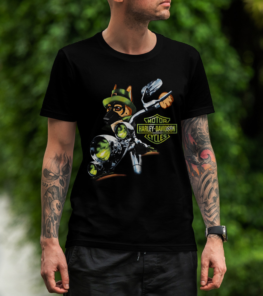 Harley Davidson Motor Cycles German Shepherd 18Hd T-Shirt