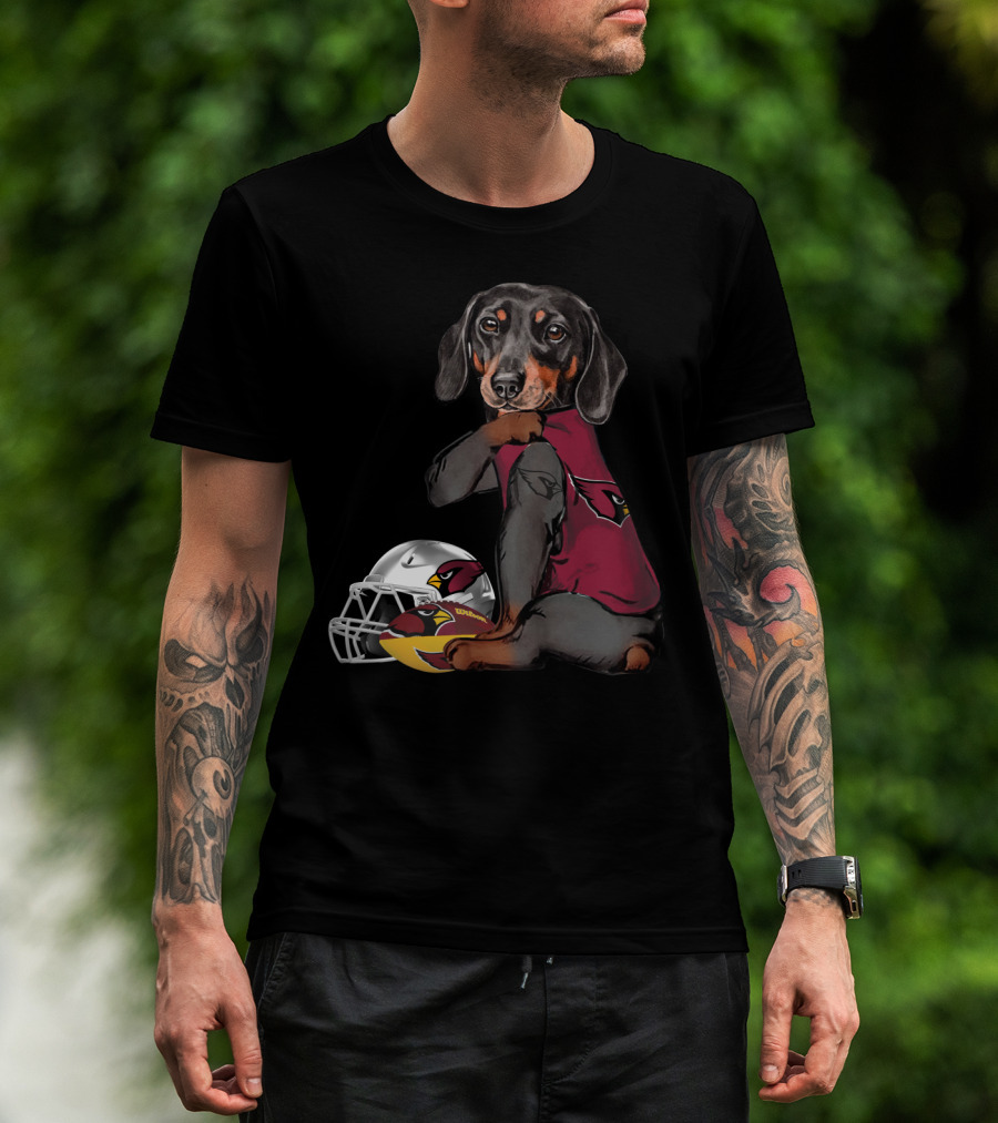 Arizona Cardinals Football Dachshund With Helmet And Ball T-Shirt