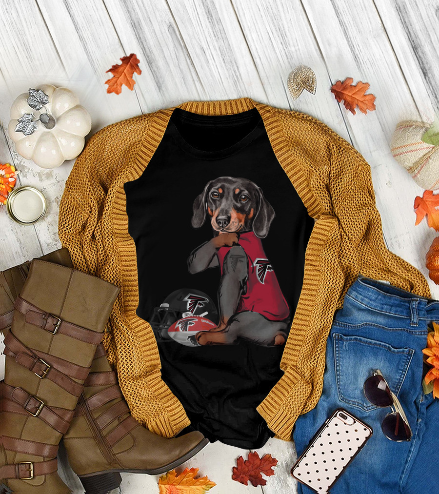 Atlanta Falcons Dachshund with Football Helmet and Ball T-Shirt