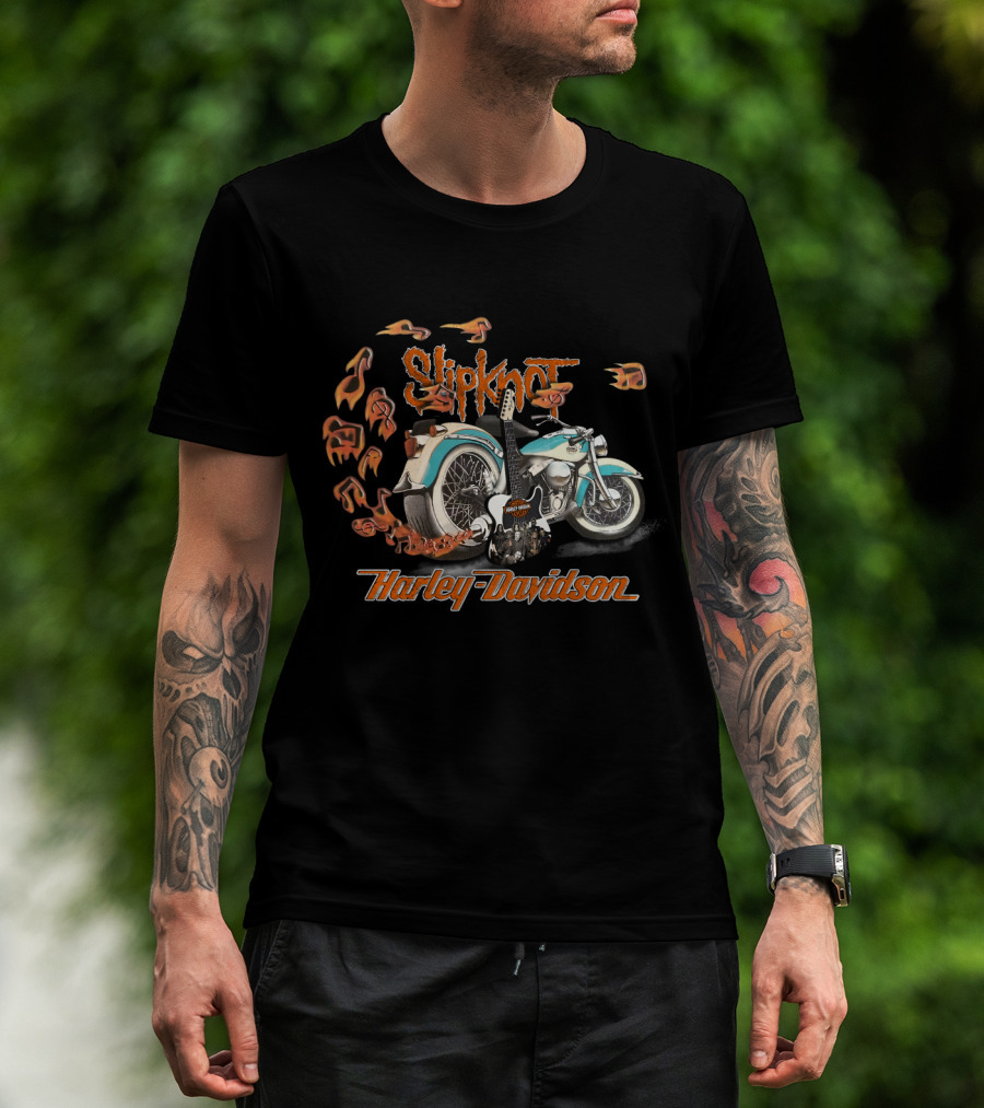 Slipknot Harley Davidson Motorcycle And Guitar T-Shirt