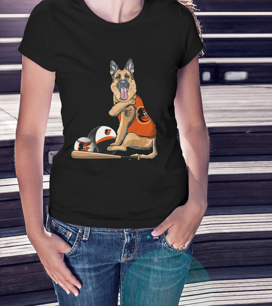 German Shepherds Baltimore Orioles Baseball Dog T-Shirt
