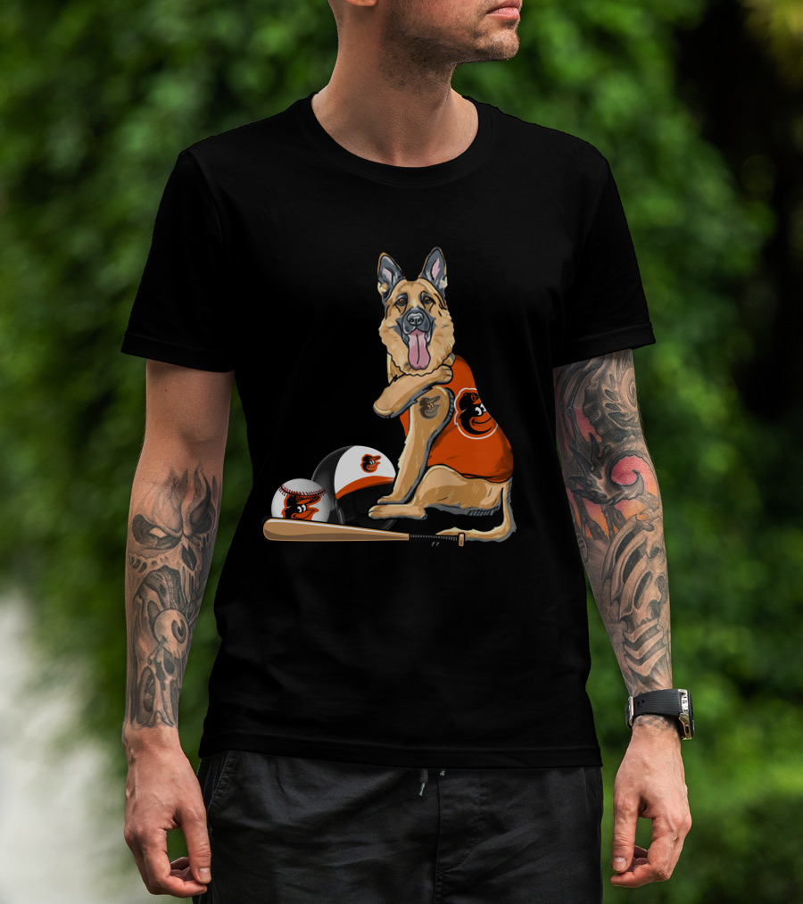 German Shepherds Baltimore Orioles Baseball Dog T-Shirt