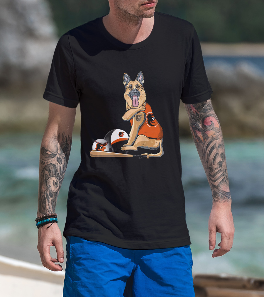German Shepherds Baltimore Orioles Baseball Dog T-Shirt