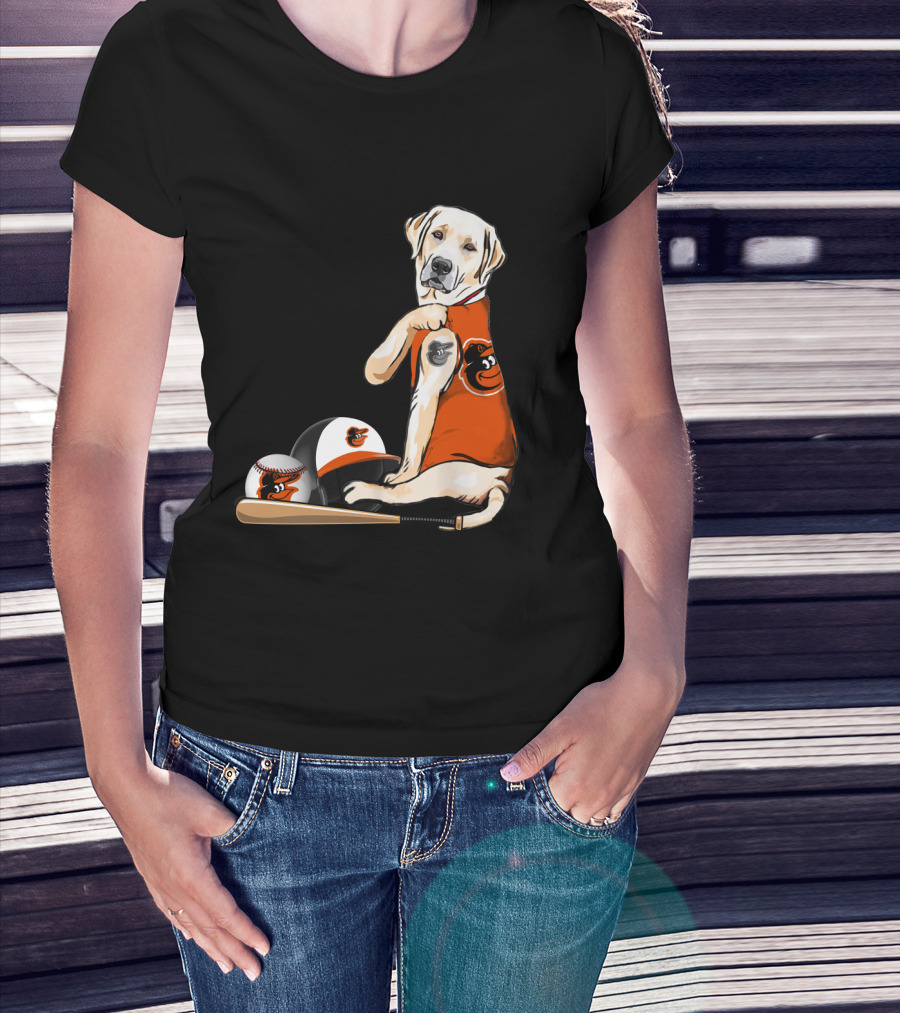 Yellow Labradors Baltimore Orioles Baseball Retriever T-Shirt