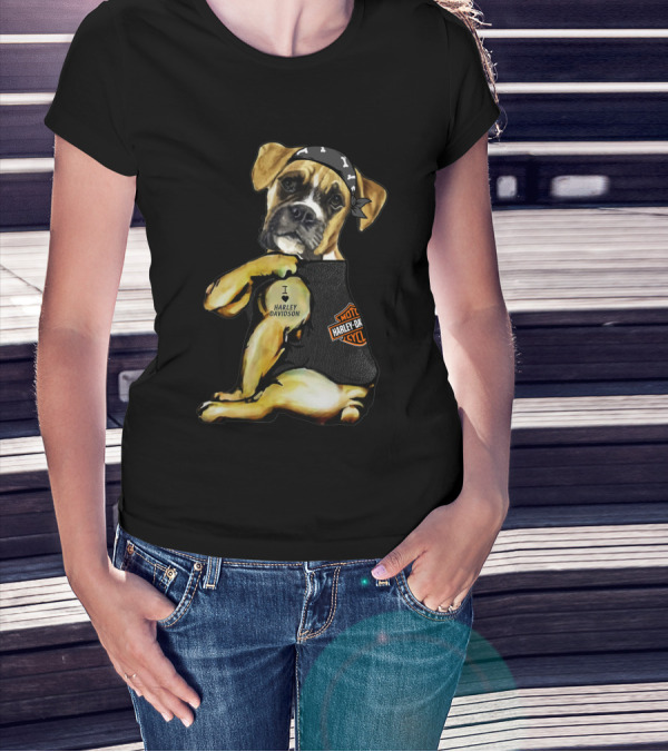 Harley Davidson Boxer Dog Motorcycle Lovers T-Shirt