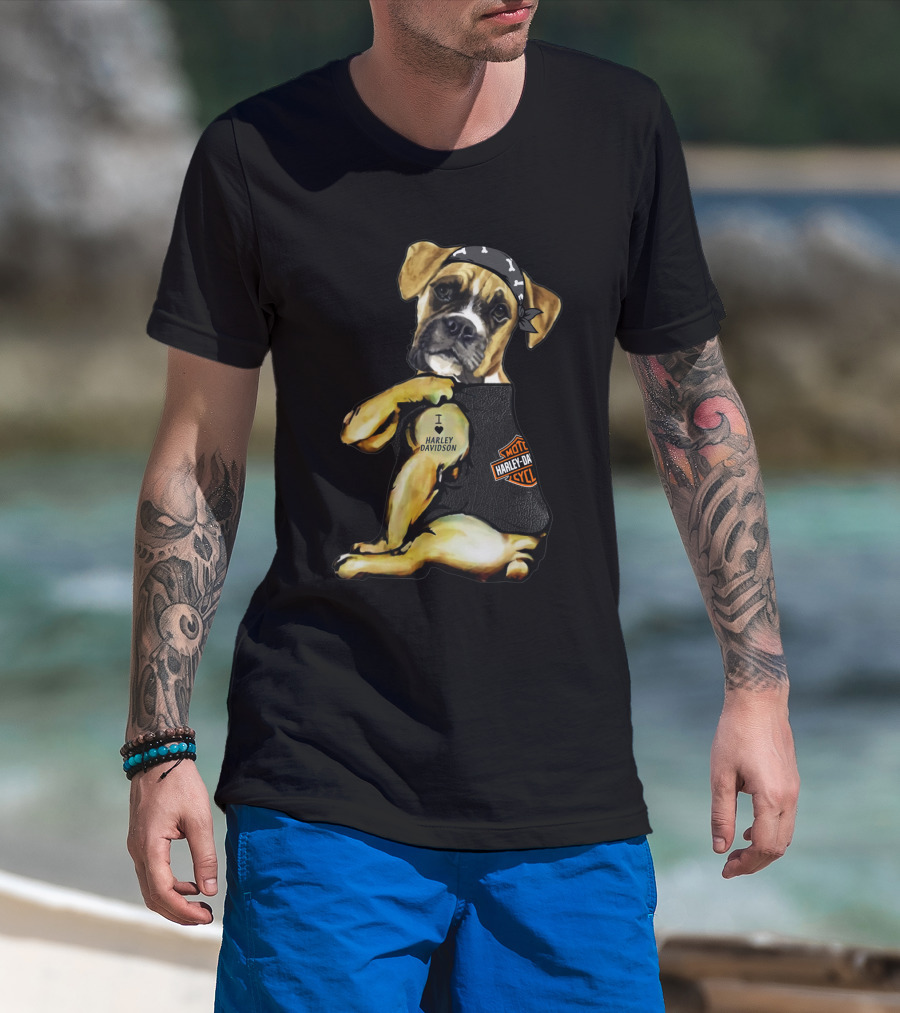 Harley Davidson Boxer Dog Motorcycle Lovers T-Shirt