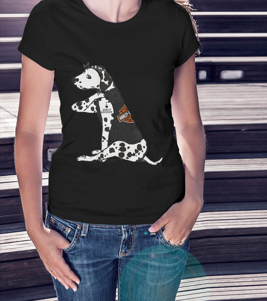 Harley Davidson Dalmatian I Heart Harley Davidson T-Shirt