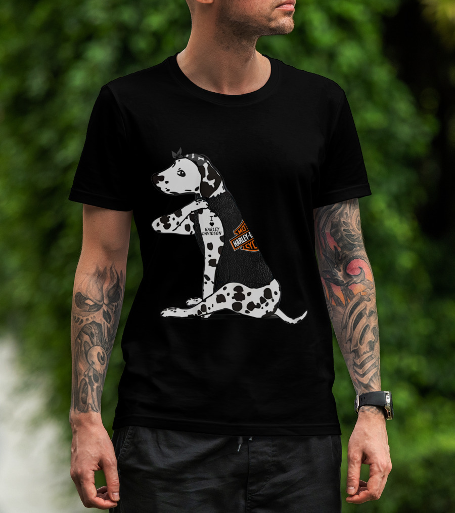 Harley Davidson Dalmatian I Heart Harley Davidson T-Shirt