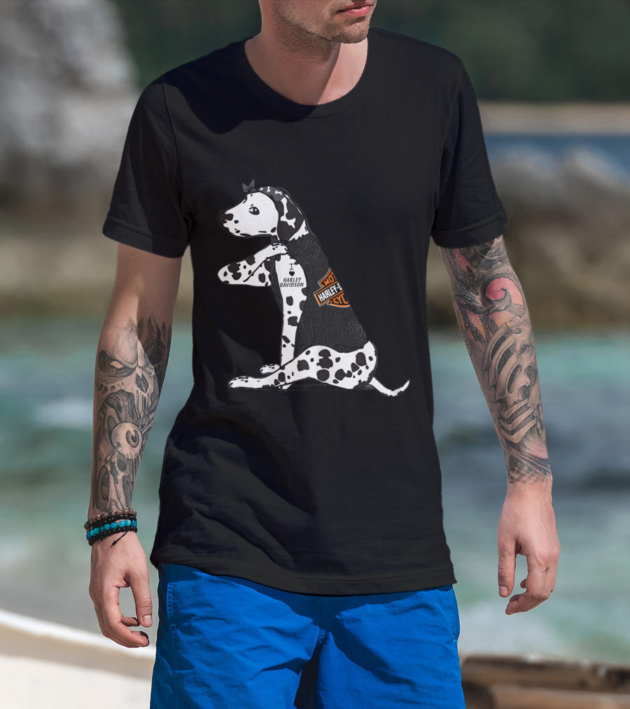 Harley Davidson Dalmatian I Heart Harley Davidson T-Shirt