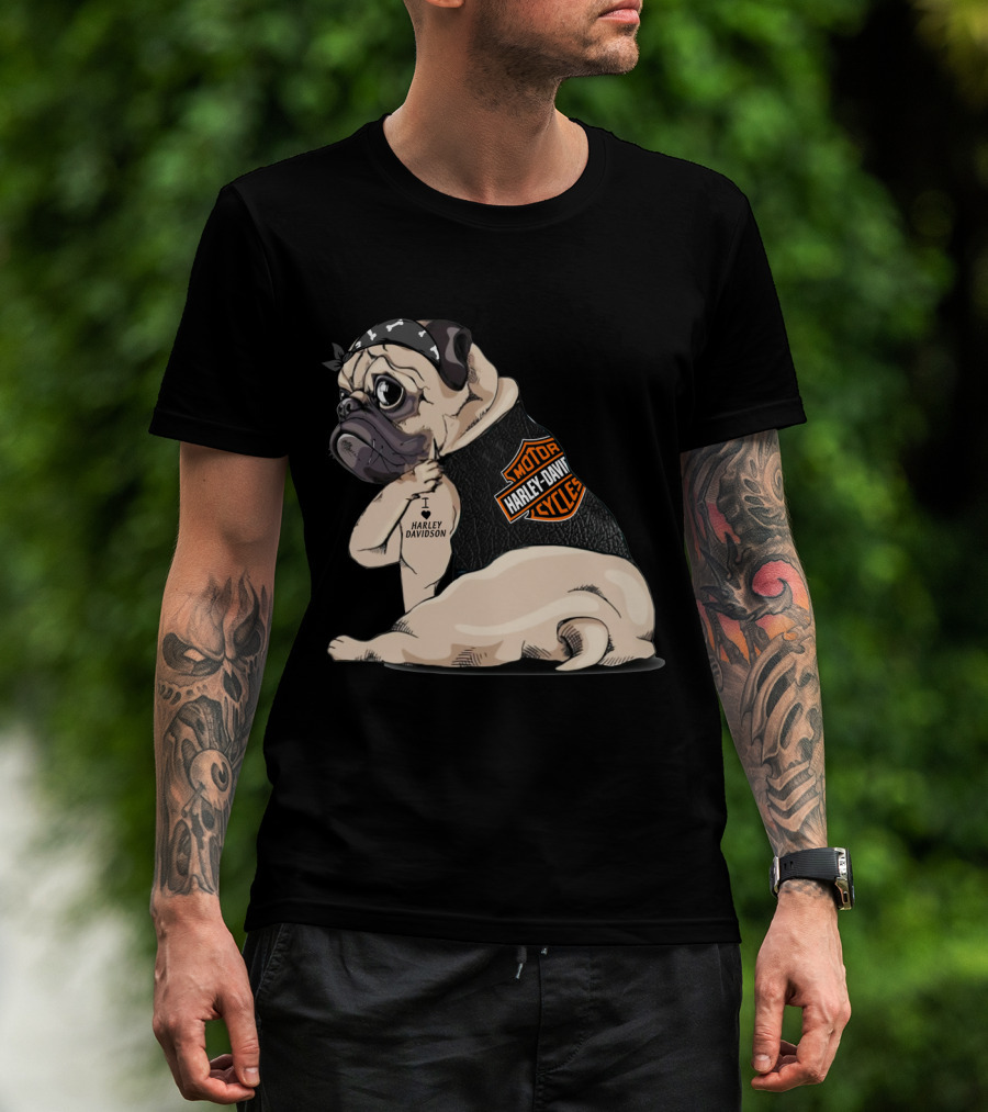 Harley Davidson Pug Motorcycles I Love Harley Davidson T-Shirt