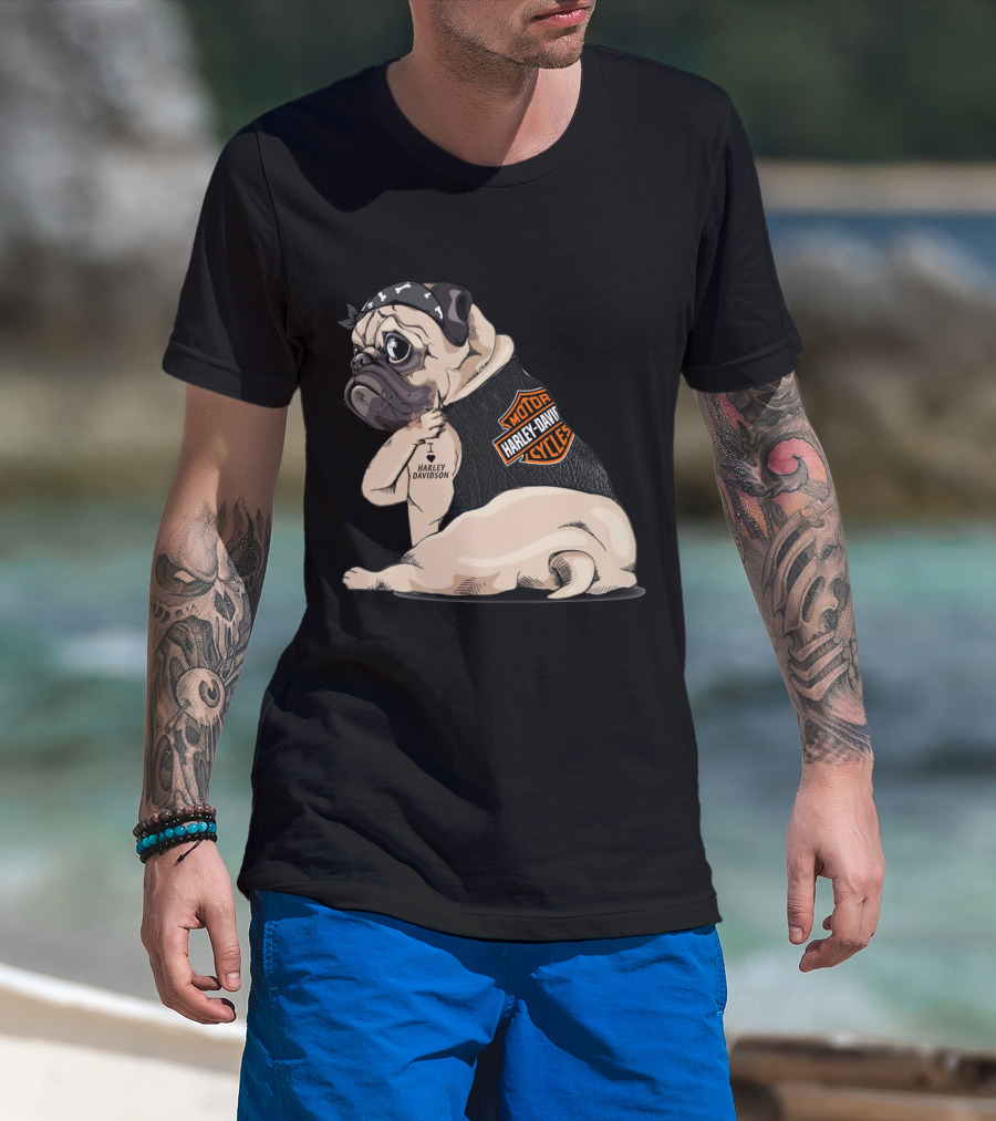 Harley Davidson Pug Motorcycles I Love Harley Davidson T-Shirt