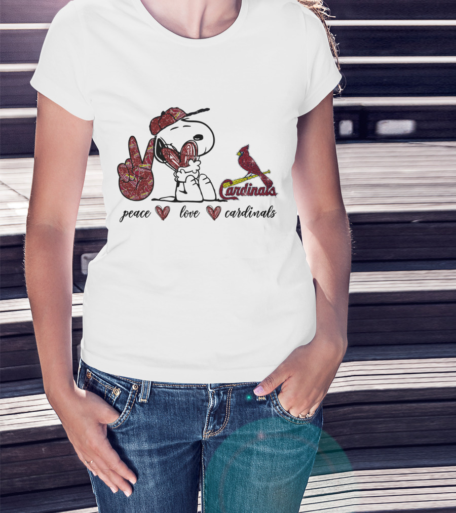 Peace Love Cardinals Snoopy Baseball Fan T-Shirt