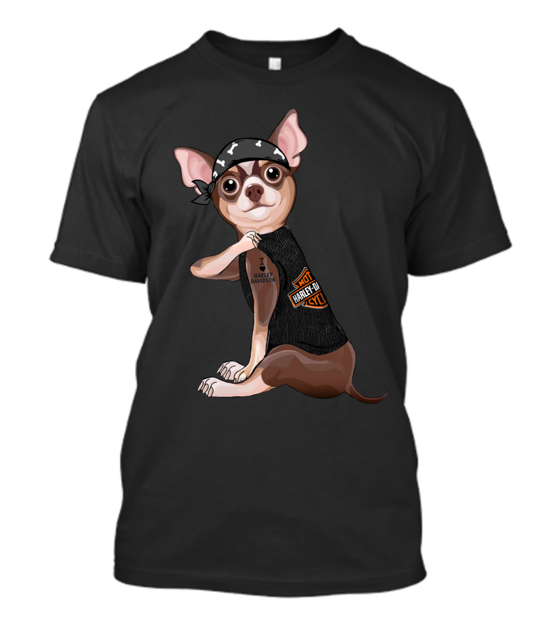 I Love Harley Davidson Chihuahua Hd T-Shirt