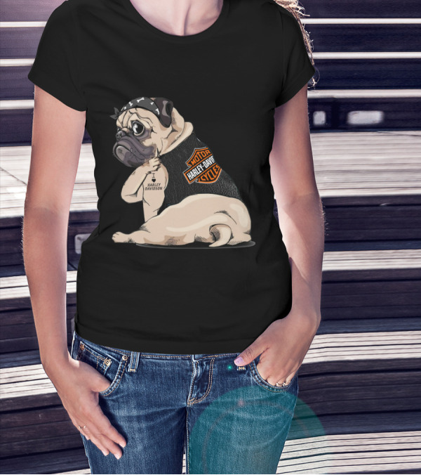 Pug Harley Davidson Motorcycles I Love Harley Davidson T-Shirt