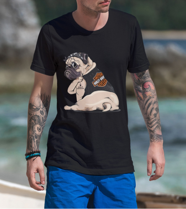 Pug Harley Davidson Motorcycles I Love Harley Davidson T-Shirt