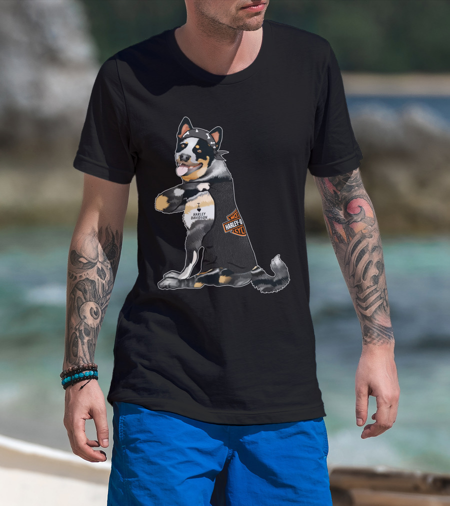 Australian Cattle Dog I Love Harley Davidson Hd T-Shirt
