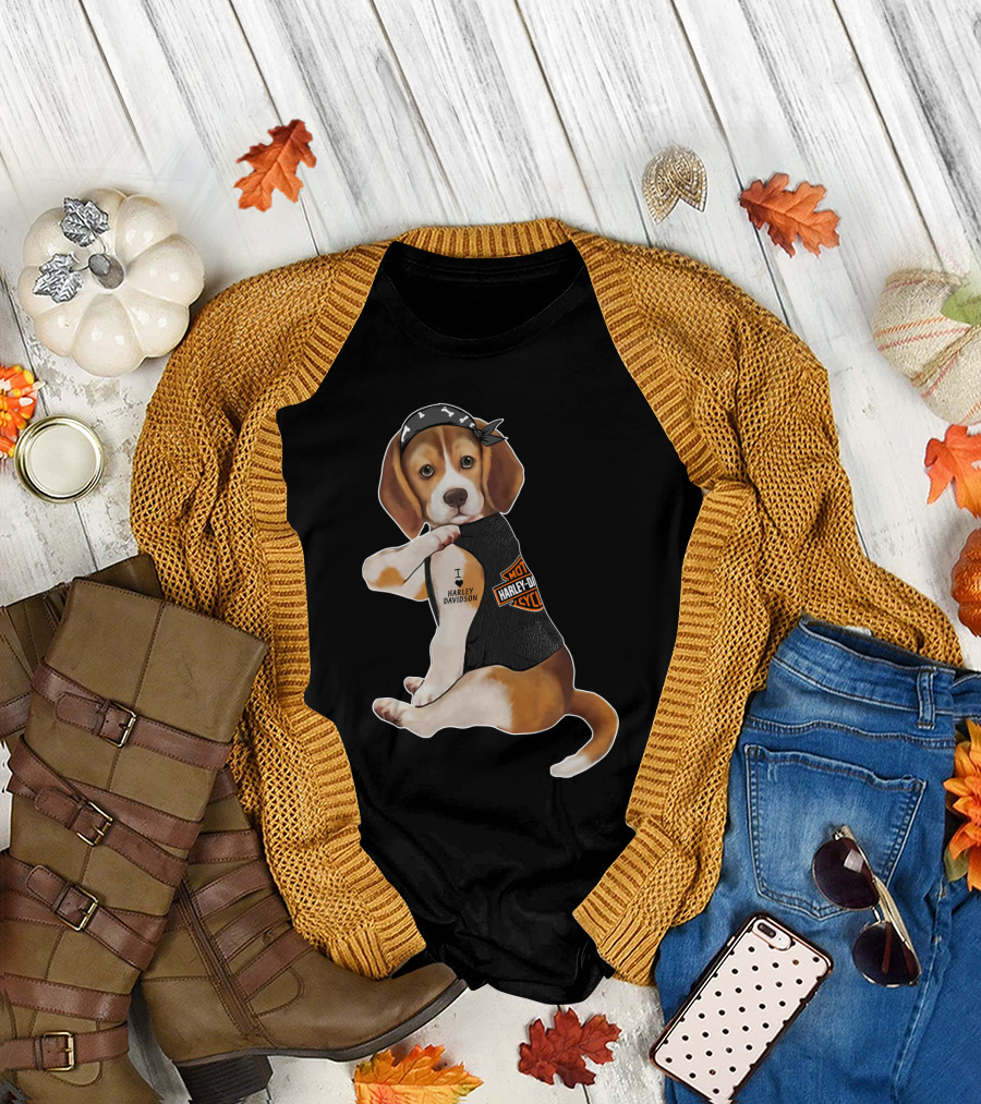 Harley Davidson Beagle I Love Harley Davidson T-Shirt
