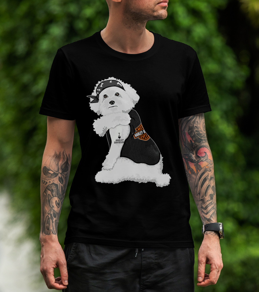 I Love Harley Davidson Bichon Frisé Hd T-Shirt