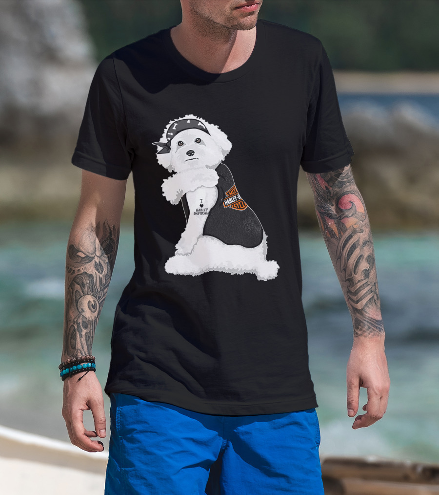 I Love Harley Davidson Bichon Frisé Hd T-Shirt
