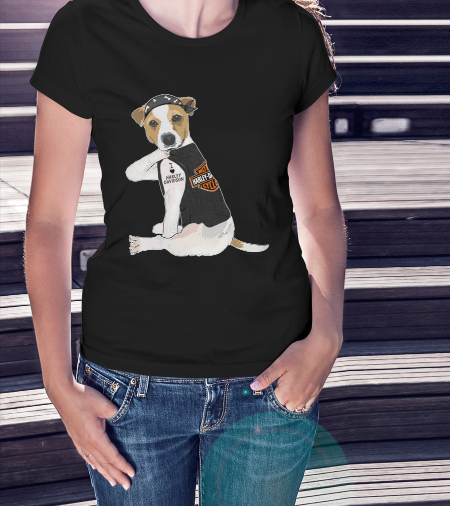 Harley Davidson Jack Russell Terrier Motorcycle Style T-Shirt