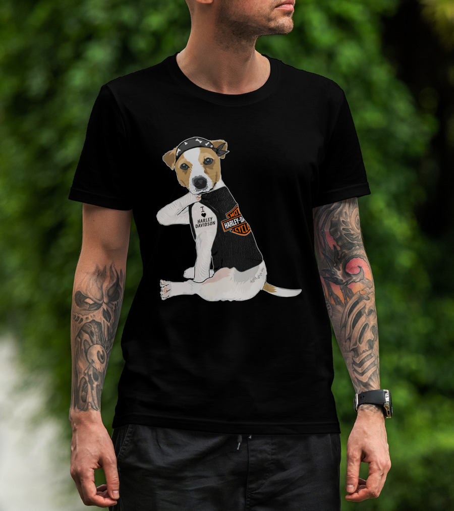 Harley Davidson Jack Russell Terrier Motorcycle Style T-Shirt