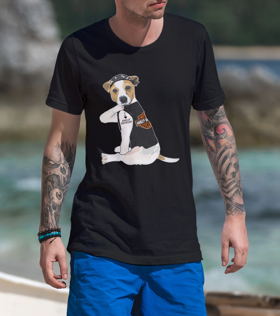 Harley Davidson Jack Russell Terrier Motorcycle Style T-Shirt