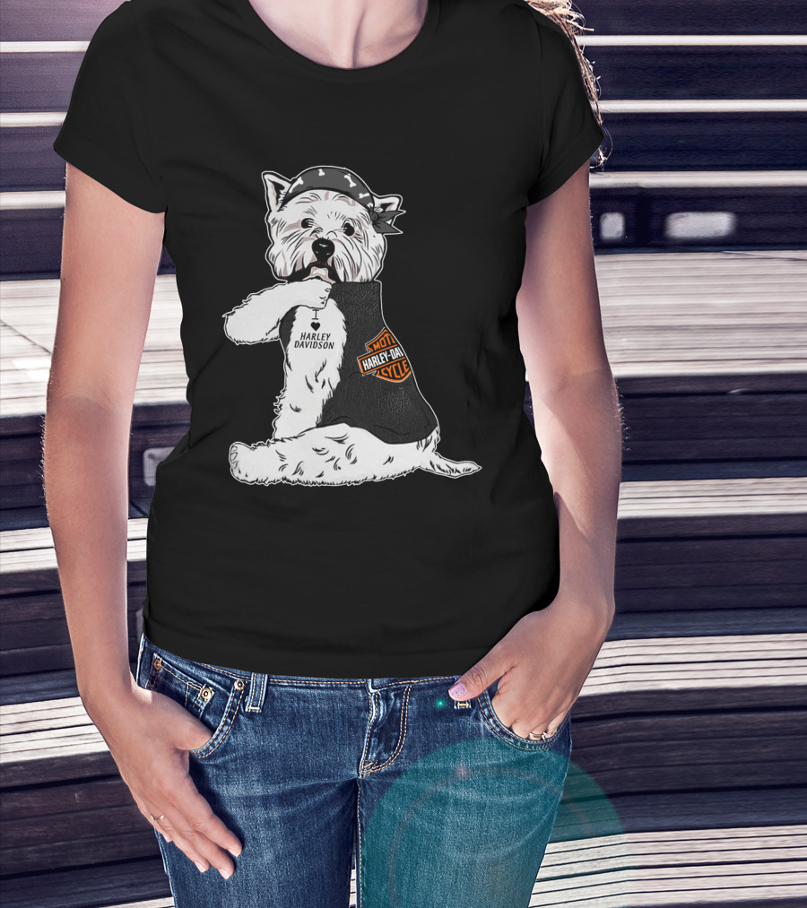 West Highland White Terrier Harley Davidson Motocycle Bandana T-Shirt