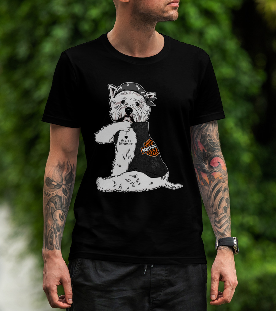 West Highland White Terrier Harley Davidson Motocycle Bandana T-Shirt
