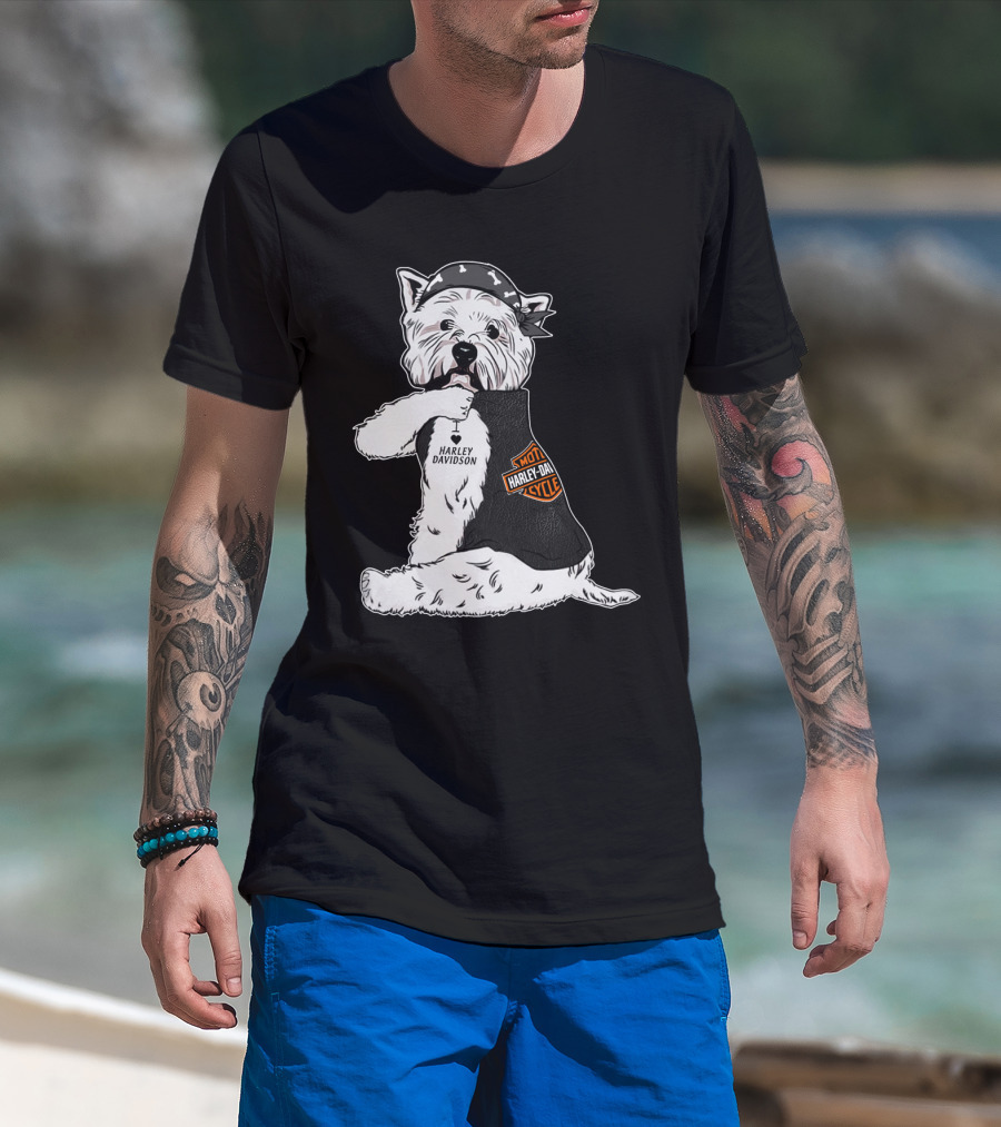 West Highland White Terrier Harley Davidson Motocycle Bandana T-Shirt