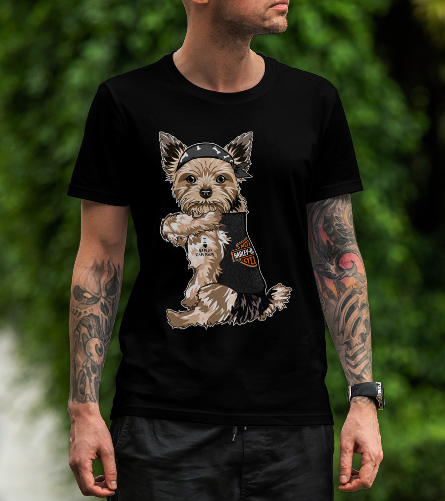 Yorkshire Terrier I Love Harley Davidson Motorcycles T-Shirt