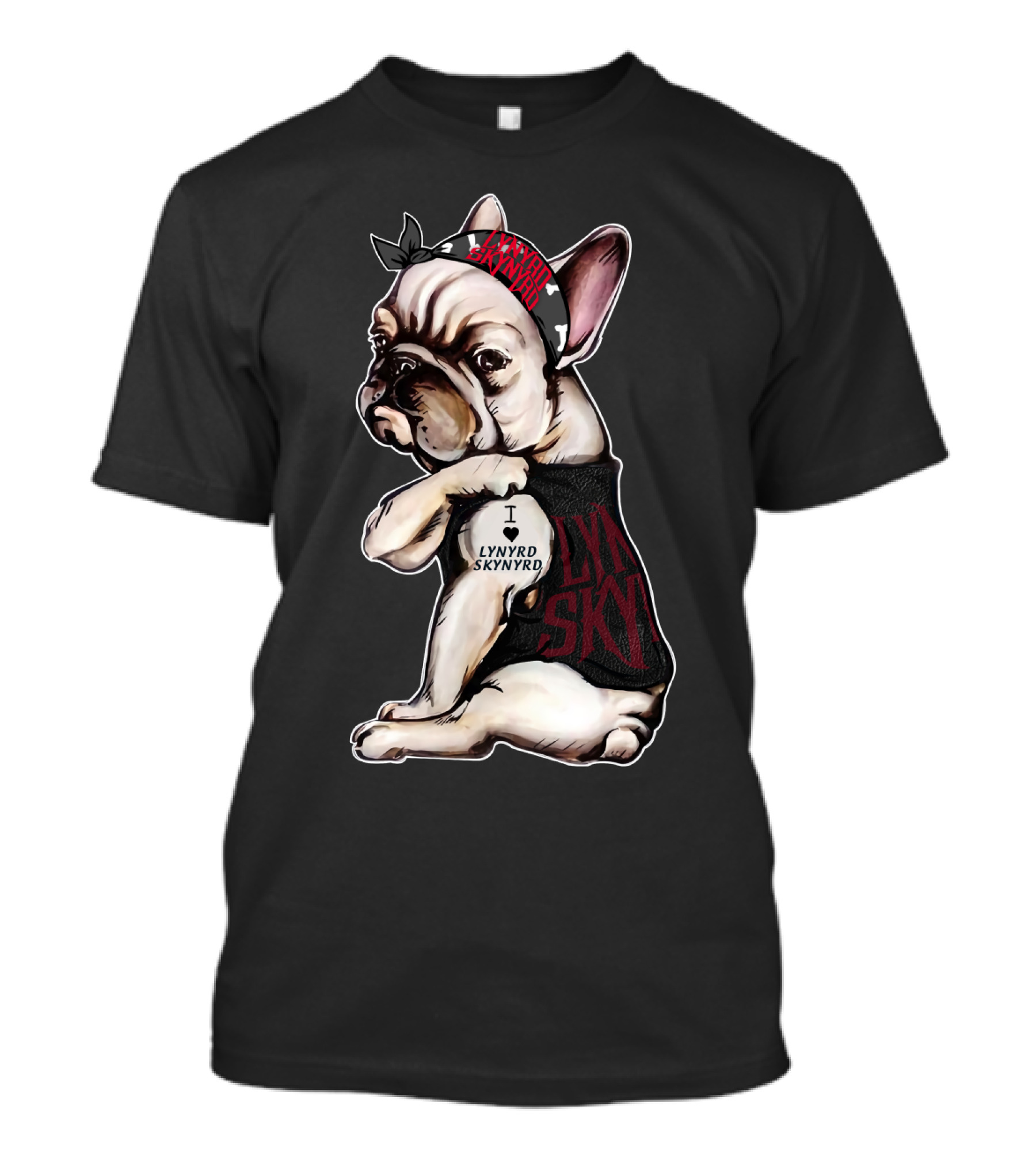 Lynyrd Skynyrd Bandana French Bulldog I Love Lynyrd Skynyrd T-Shirt