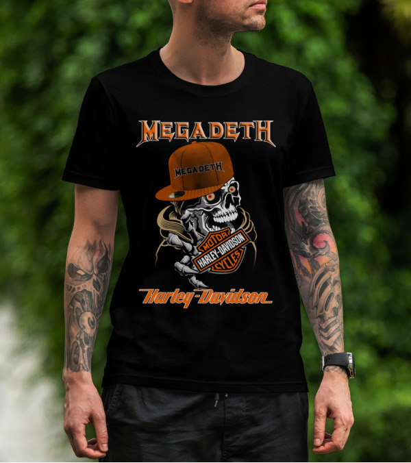 Megadeth Skull Harley Davidson Motor Cycles T-Shirt