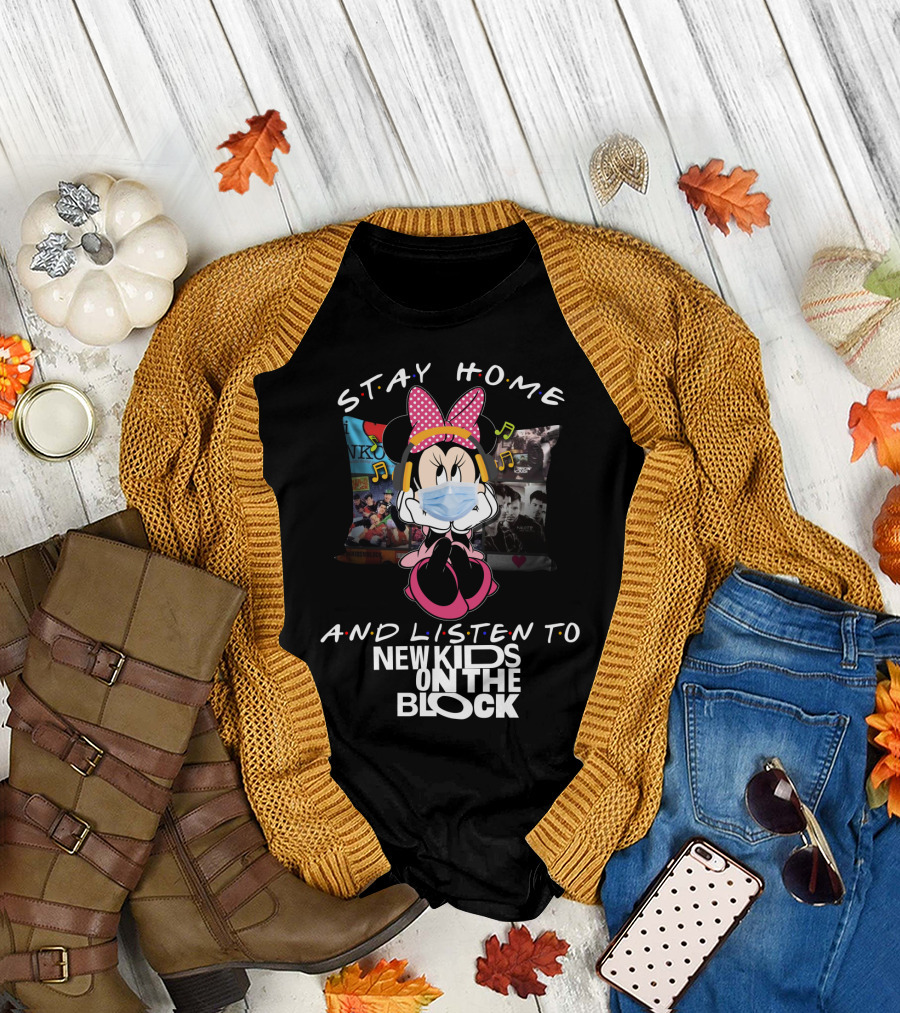 Stay Home and Listen to New Kids On The Block Minnie Mouse Mask T-Shirt