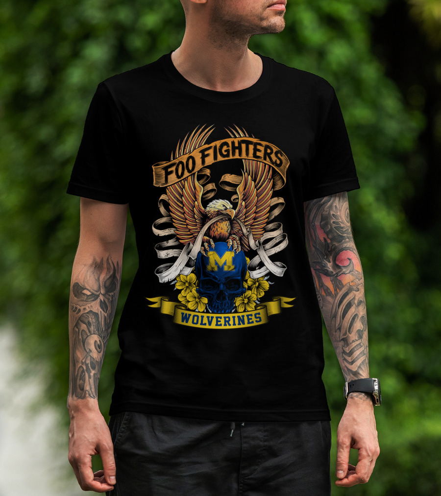 Foo Fighters Michigan Wolverines Eagle Skull T-Shirt