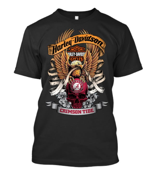 Harley Davidson Alabama Crimson Tide 49Hd Eagles Skulls Roses T-Shirt