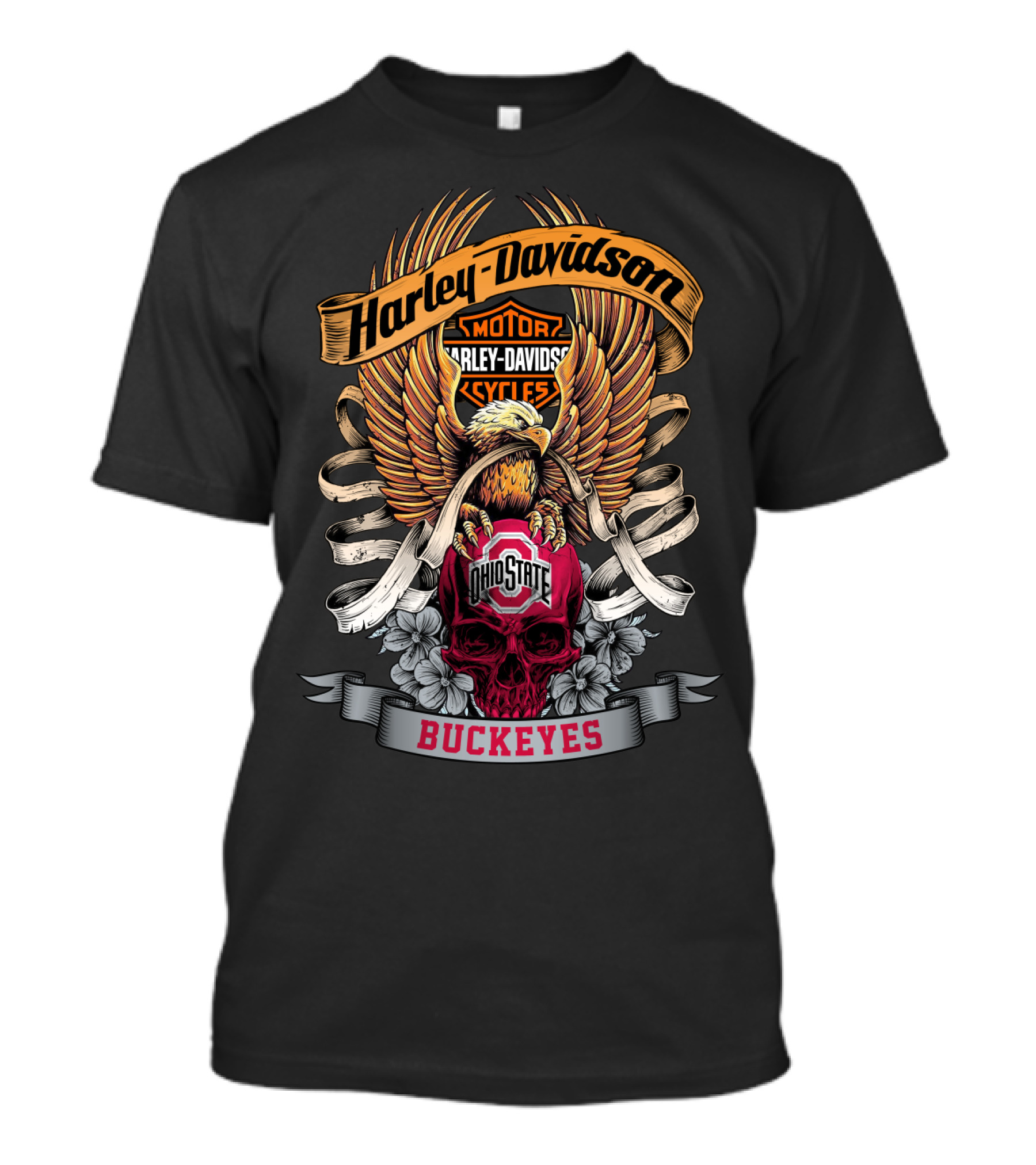 Harley Davidson Ohio State Buckeyes Motorcycles Skull Eagle Buckeyes T-Shirt