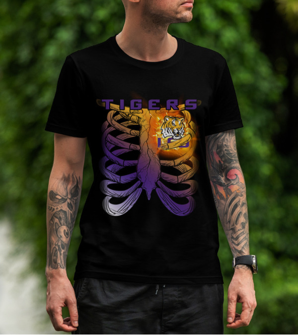 Tigers Ribcage Heart LSU Tigers T-Shirt