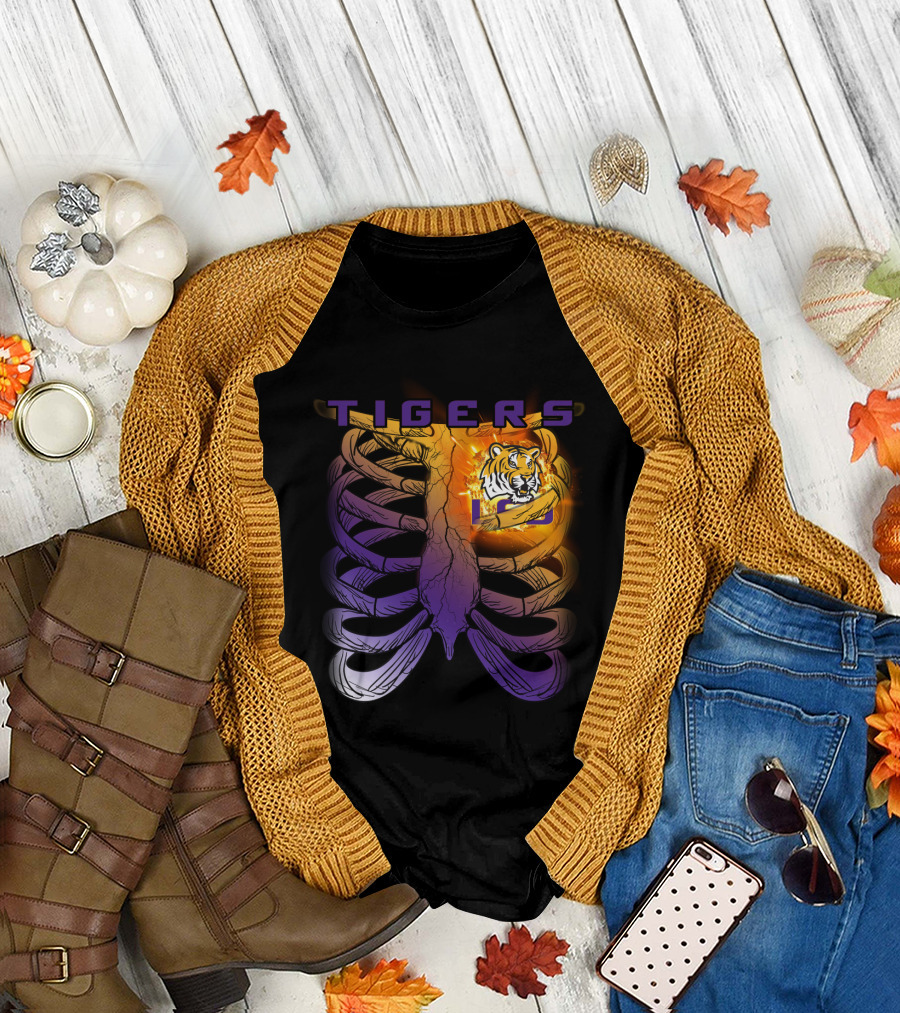 Tigers Ribcage Heart LSU Tigers T-Shirt