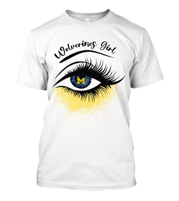 Wolverines Girl Michigan Eye With M Logo And Eyelashes T-Shirt